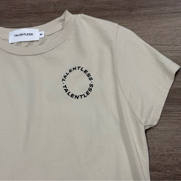 Talentless Women’s Circle Logo Baby Tee Shirt Bone Color Size Medium - Picture 4 of 9